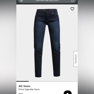 AG The Prima Mid-Rise Cigarette Dark Blue Jeans 26R NWT